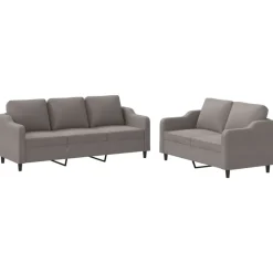 vidaXL 2-delige Loungeset met kussens stof taupe