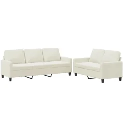 vidaXL 2-delige Loungeset met kussens fluweel crèmekleurig