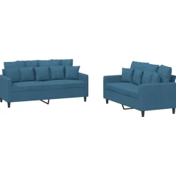 vidaXL 2-delige Loungeset met kussens fluweel blauw