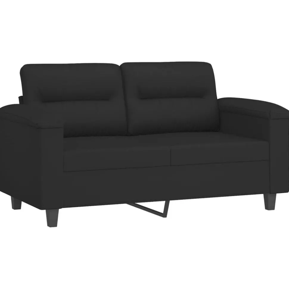 vidaXL 2-delige Loungeset met kussens microvezelstof zwart