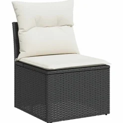 vidaXL 8-delige Loungeset met kussens poly rattan zwart