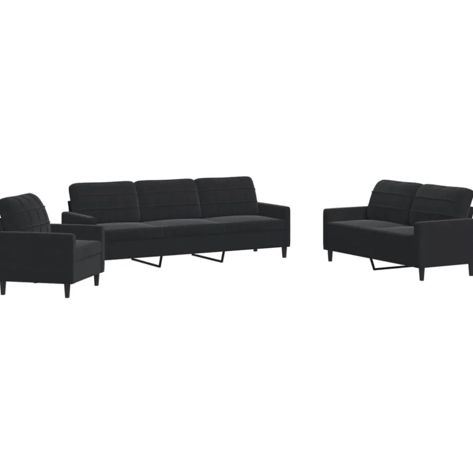 vidaXL 4-delige Loungeset met kussens fluweel zwart