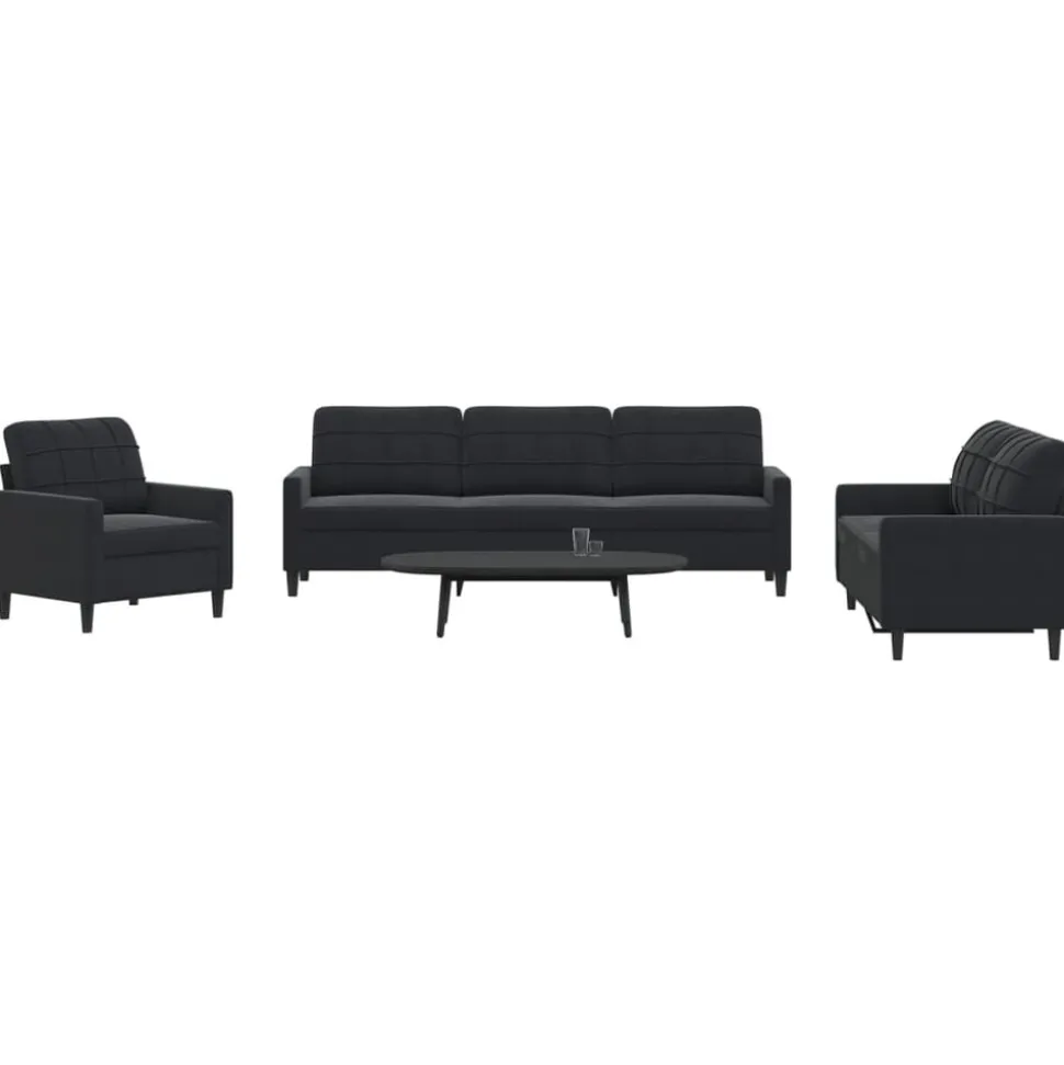 vidaXL 4-delige Loungeset met kussens fluweel zwart