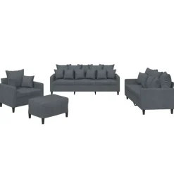 vidaXL 4-delige Loungeset met kussens fluweel donkergrijs