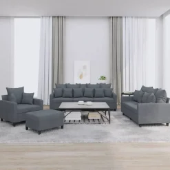 vidaXL 4-delige Loungeset met kussens fluweel donkergrijs