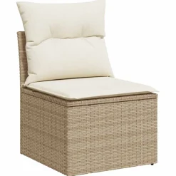 vidaXL 4-delige Loungeset met kussens poly rattan beige