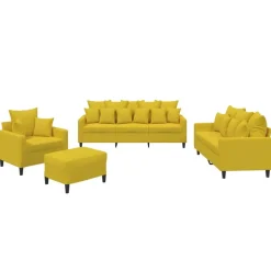 vidaXL 4-delige Loungeset met kussens fluweel geel