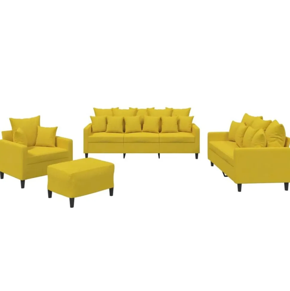 vidaXL 4-delige Loungeset met kussens fluweel geel