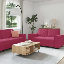 vidaXL 3-delige Loungeset met kussens fluweel wijnrood