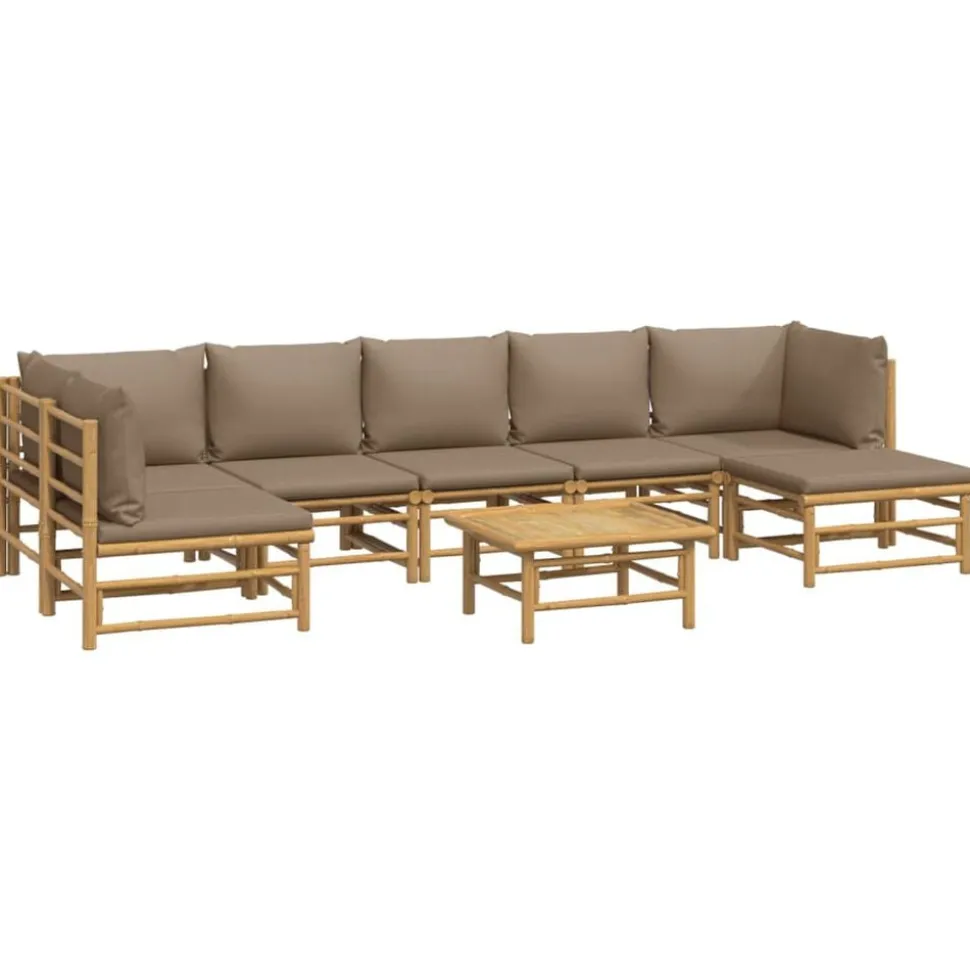 vidaXL 8-delige Loungeset met kussens bamboe taupe