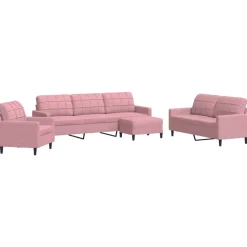 vidaXL 4-delige Loungeset met kussens fluweel roze