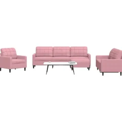 vidaXL 4-delige Loungeset met kussens fluweel roze