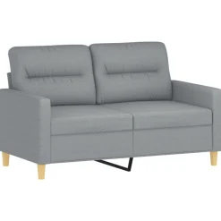 vidaXL 2-delige Loungeset met kussens stof lichtgrijs