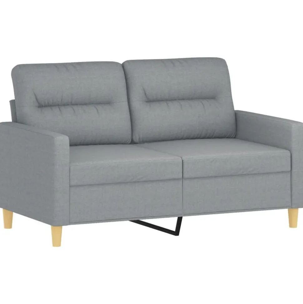 vidaXL 2-delige Loungeset met kussens stof lichtgrijs