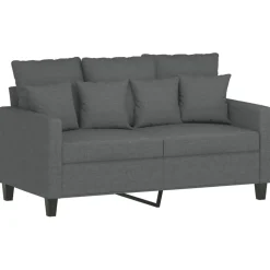 vidaXL 3-delige Loungeset met kussens stof donkergrijs