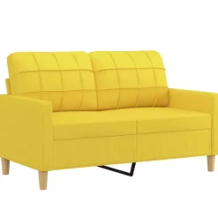 vidaXL 3-delige Loungeset met kussens stof lichtgeel