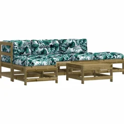 vidaXL 6-delige Loungeset met kussens geïmpregneerd grenenhout