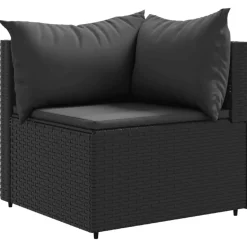vidaXL 7-delige Loungeset met kussens poly rattan zwart