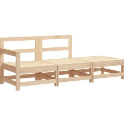 vidaXL 3-delige Loungeset met kussens massief hout