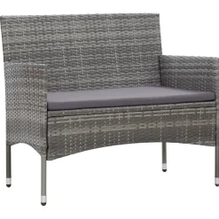 vidaXL 4-delige Loungeset met kussens poly rattan grijs