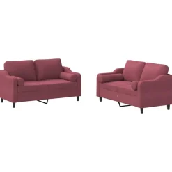vidaXL 2-delige Loungeset met kussens stof wijnrood