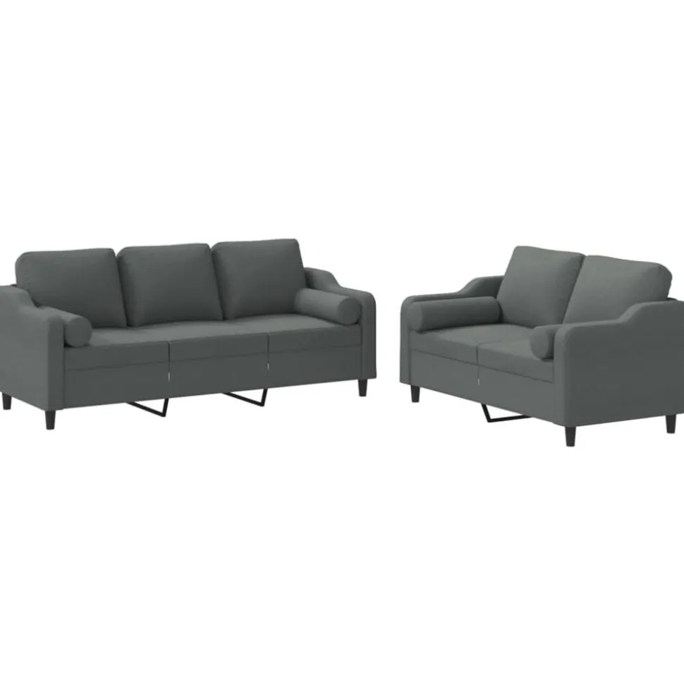 vidaXL 2-delige Loungeset met kussens stof donkergrijs