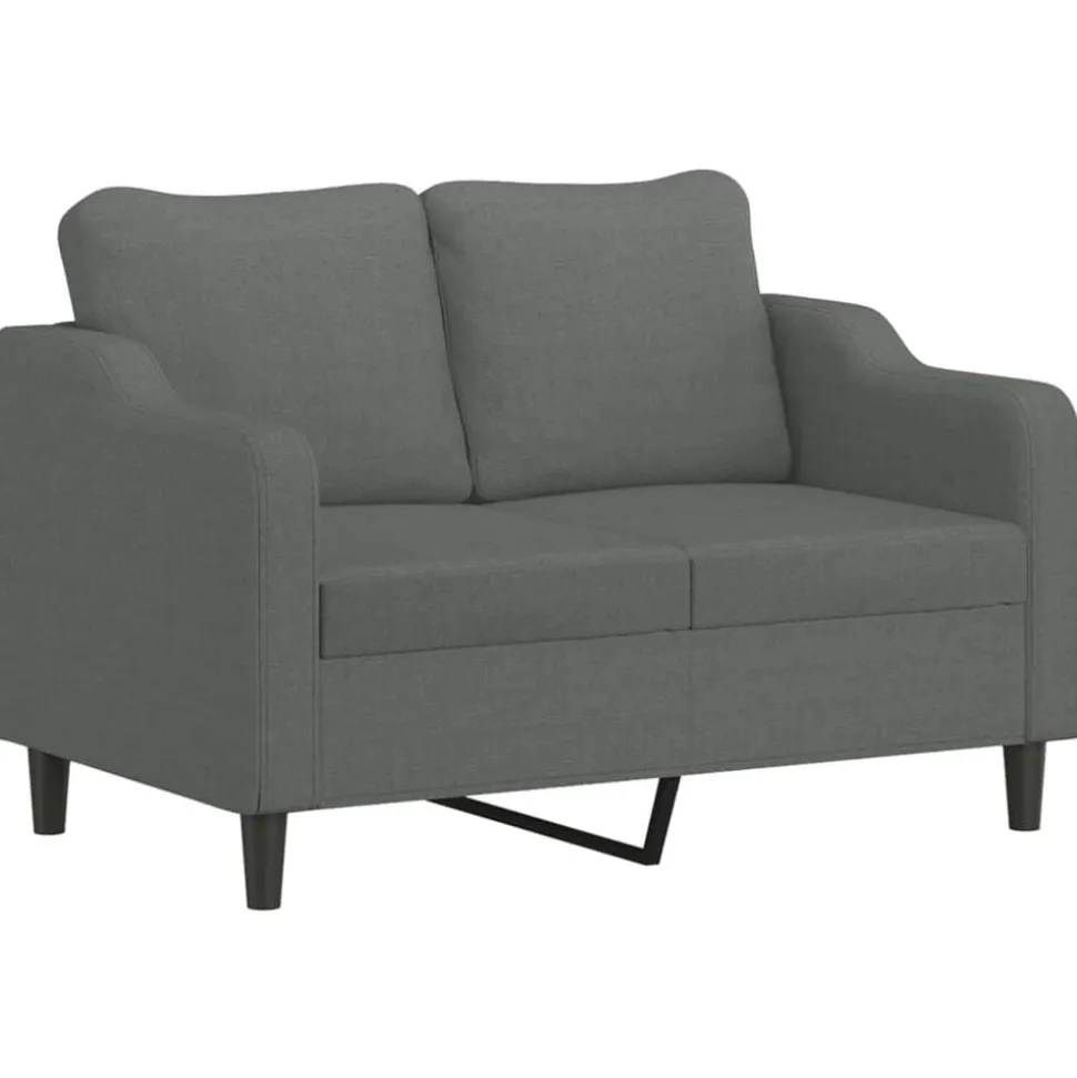 vidaXL 2-delige Loungeset met kussens stof donkergrijs