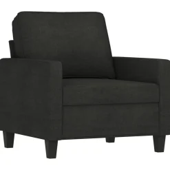 vidaXL 4-delige loungeset met kussens stof zwart