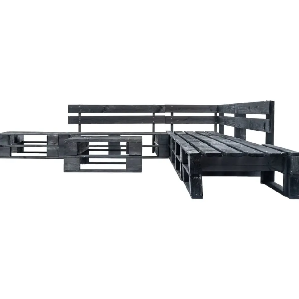 vidaXL 6-delige Loungeset pallet hout zwart