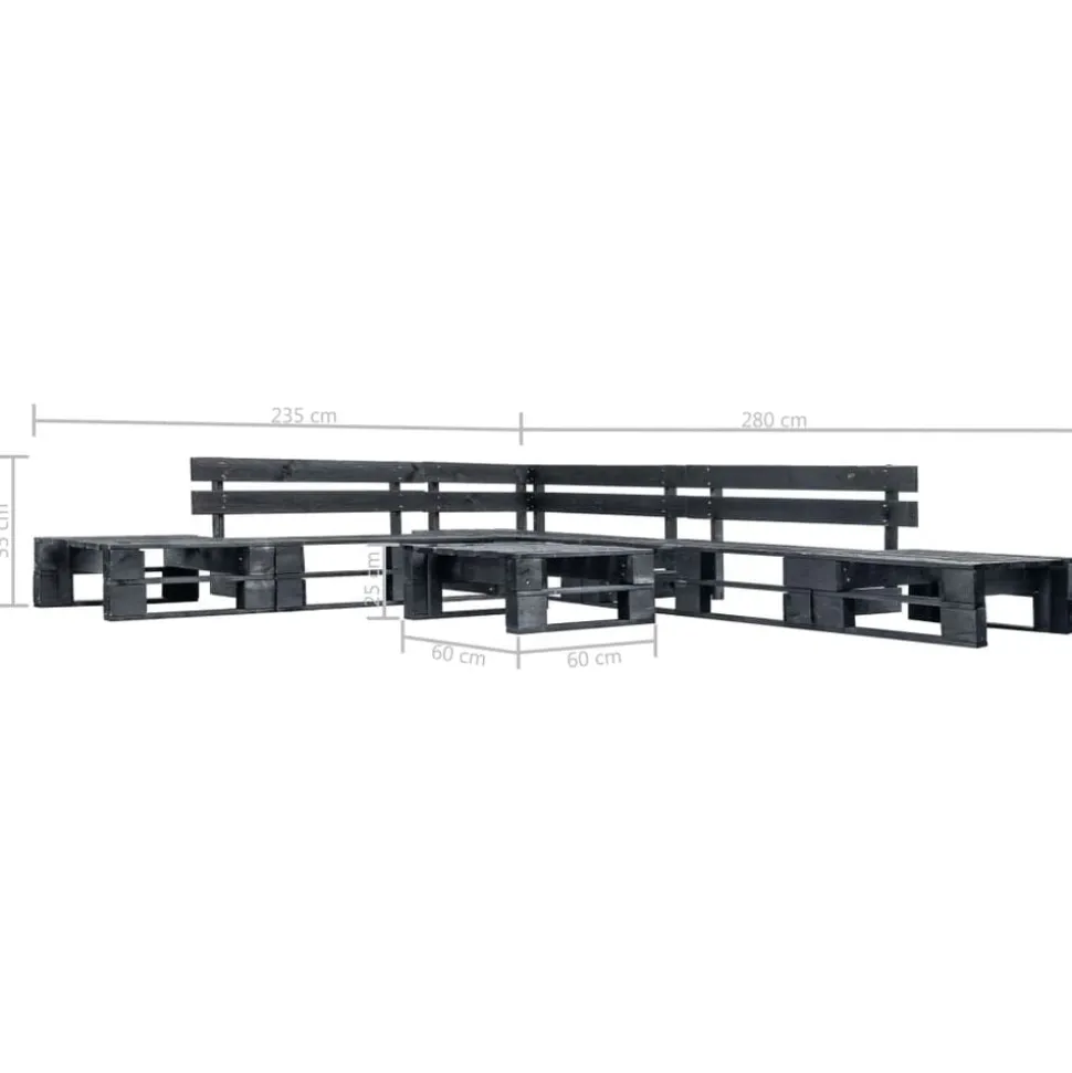 vidaXL 6-delige Loungeset pallet hout zwart