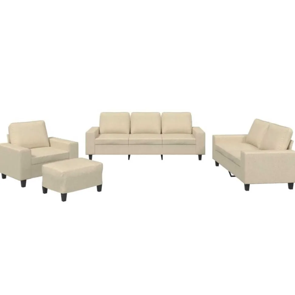 vidaXL 4-delige Loungeset stof crèmekleurig
