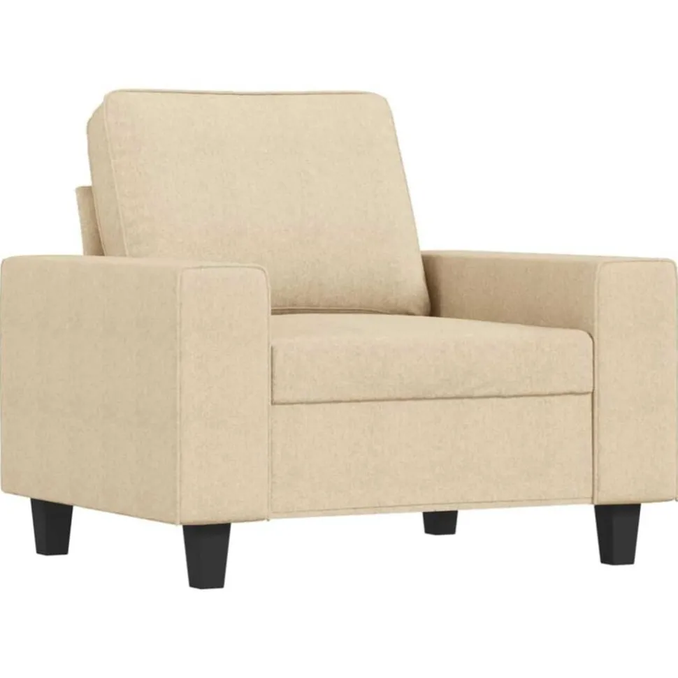 vidaXL 4-delige Loungeset stof crèmekleurig