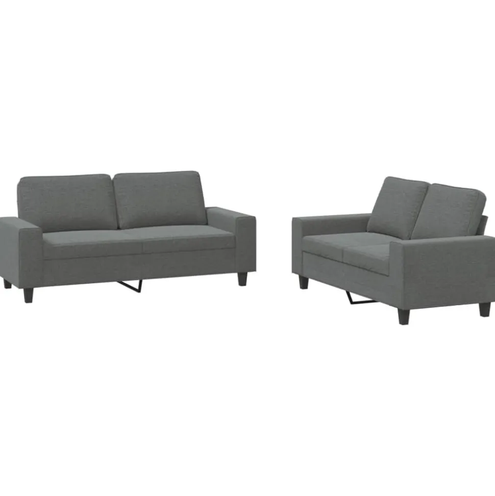 vidaXL 2-delige Loungeset stof donkergrijs