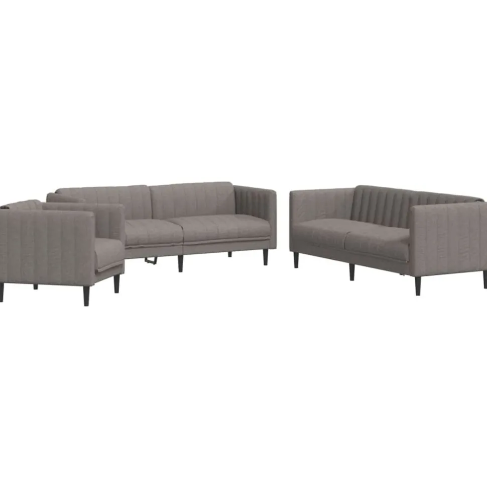 vidaXL 3-delige Loungeset stof taupe