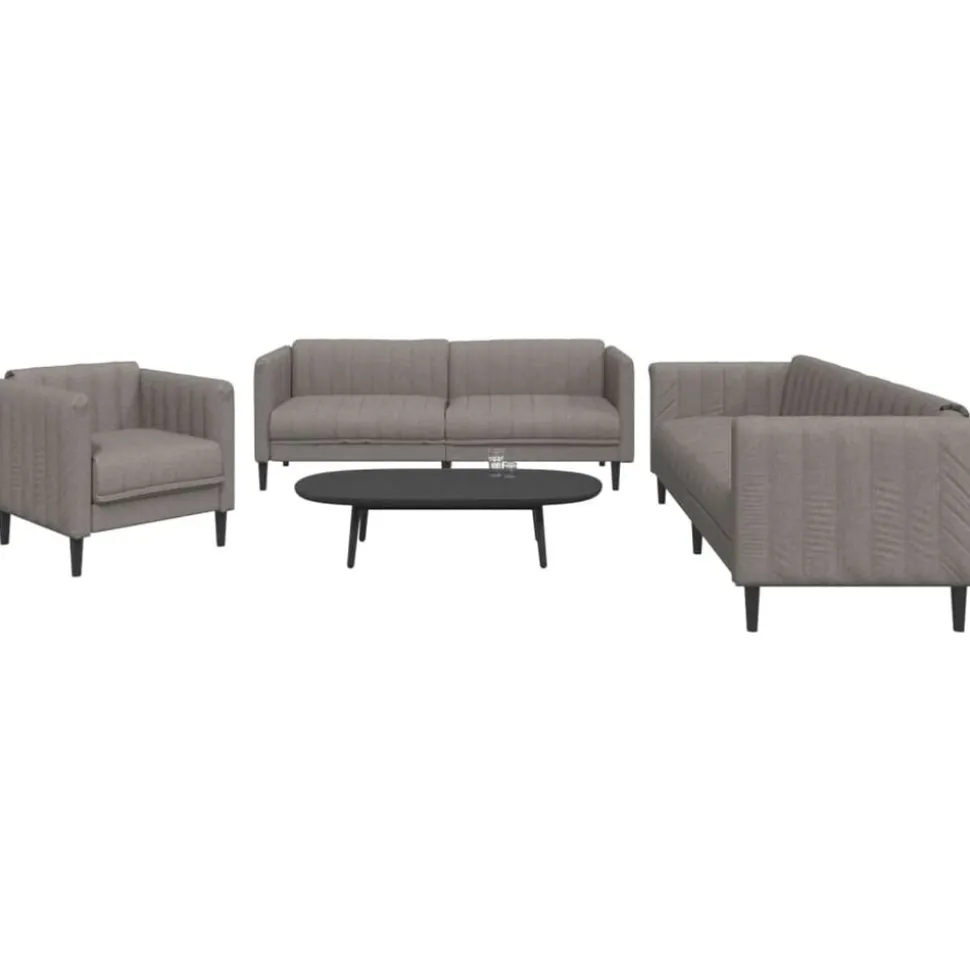 vidaXL 3-delige Loungeset stof taupe