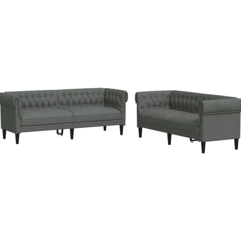 vidaXL 2-delige Loungeset stof donkergrijs