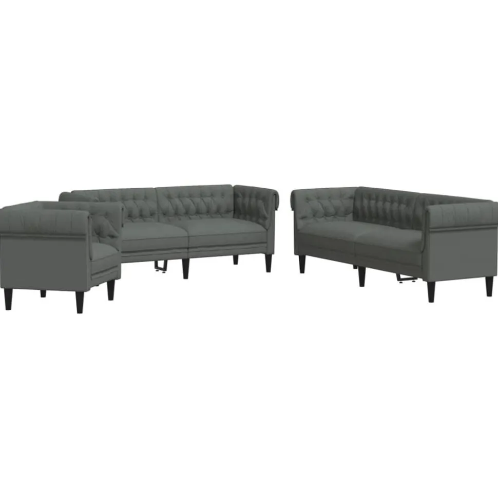 vidaXL 3-delige Loungeset stof donkergrijs