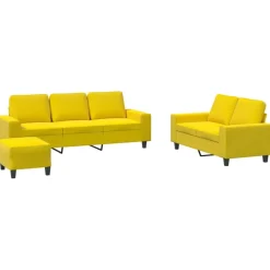vidaXL 3-delige Loungeset stof lichtgeel