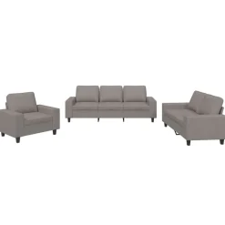 vidaXL 3-delige Loungeset stof taupe