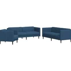 vidaXL 3-delige Loungeset stof blauw