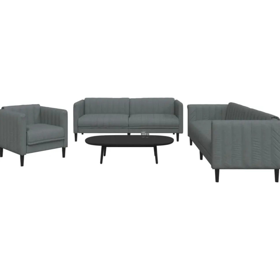 vidaXL 3-delige Loungeset stof donkergrijs