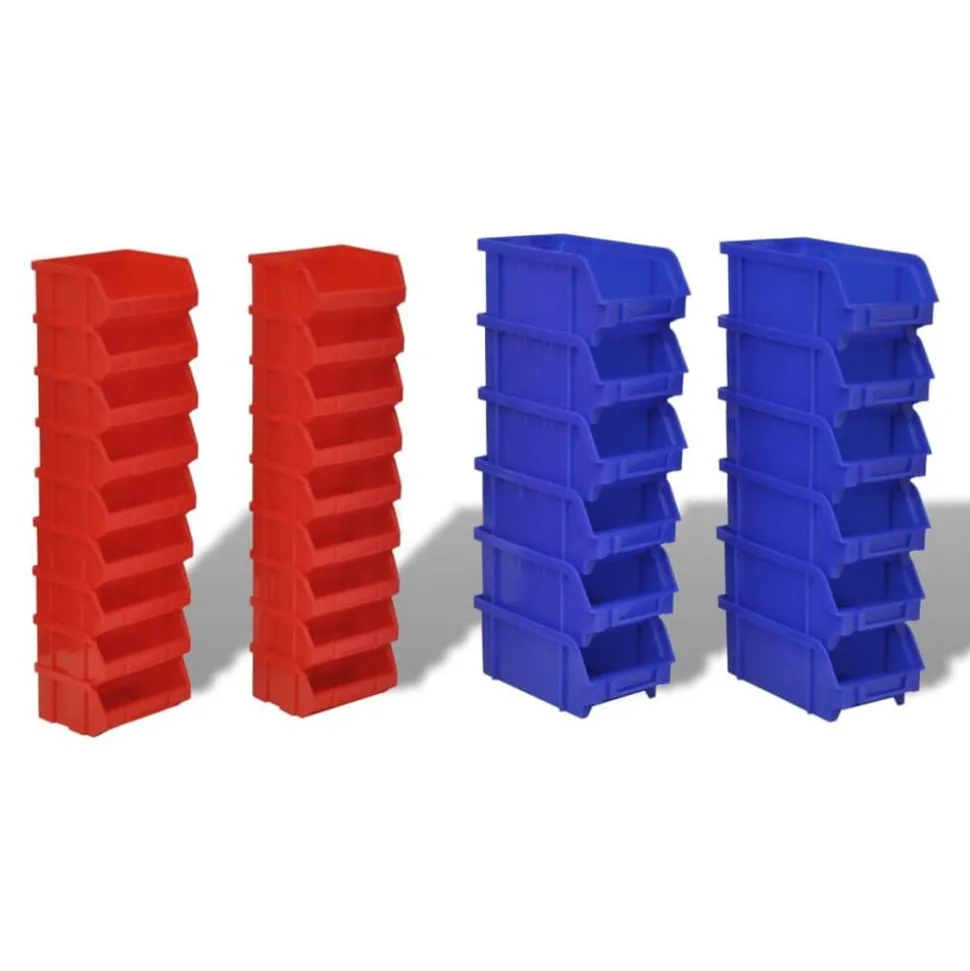 vidaXL 30-delige Opbergrek voor aan de wand blauw en rood