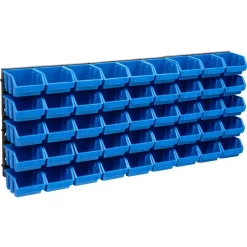 vidaXL 48-delige Opslagbakkenset met wandpanelen blauw en zwart