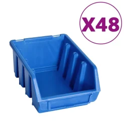 vidaXL 128-delige Opslagbakkenset met wandpanelen blauw en zwart