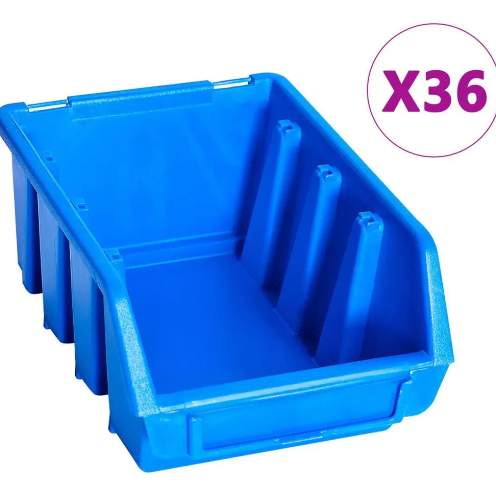vidaXL 96-delige Opslagbakkenset met wandpanelen blauw