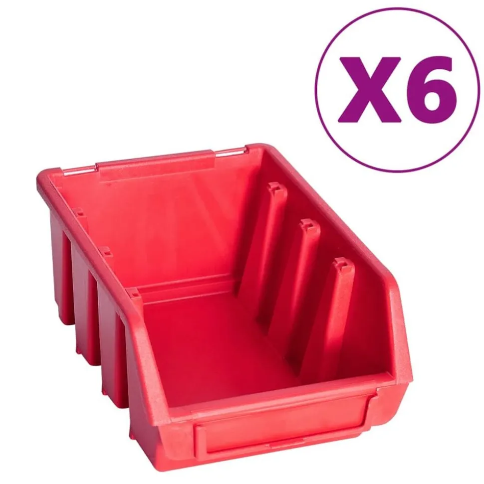 vidaXL 39-delige Opslagbakkenset met wandpanelen rood en zwart