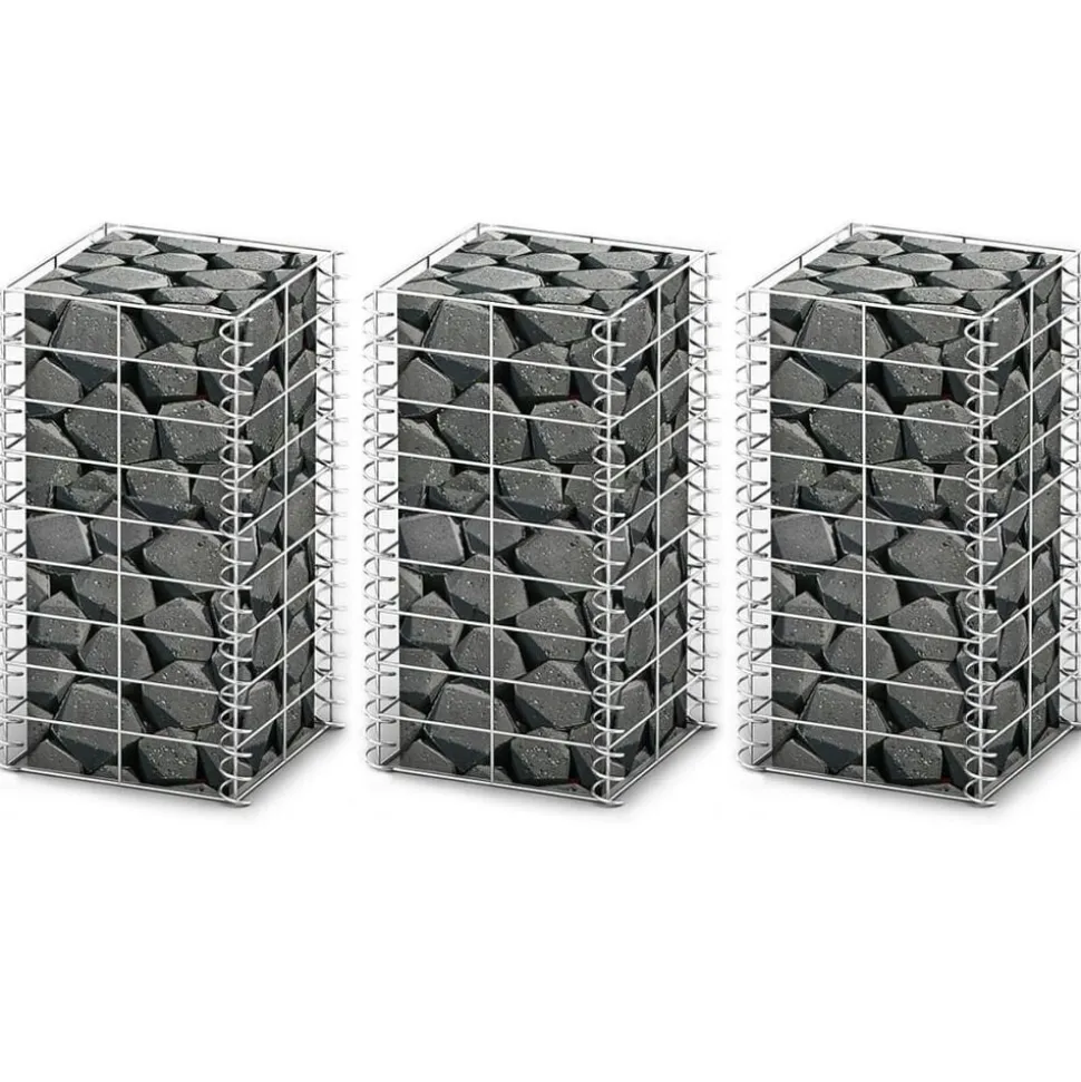 vidaXL 3-delige Schanskorfset 25x25x50 cm gegalvaniseerd draad
