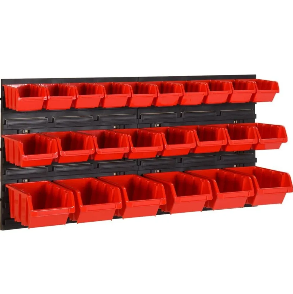 vidaXL 26-delige Sorteersysteemset 77x39 cm polypropeen rood en zwart
