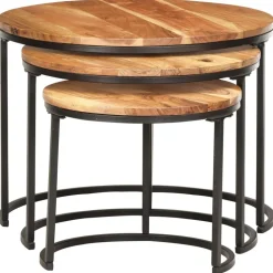 vidaXL 3-delige Tafeltjesset massief acaciahout