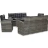vidaXL 5-delige Tuinset met kussens poly rattan grijs